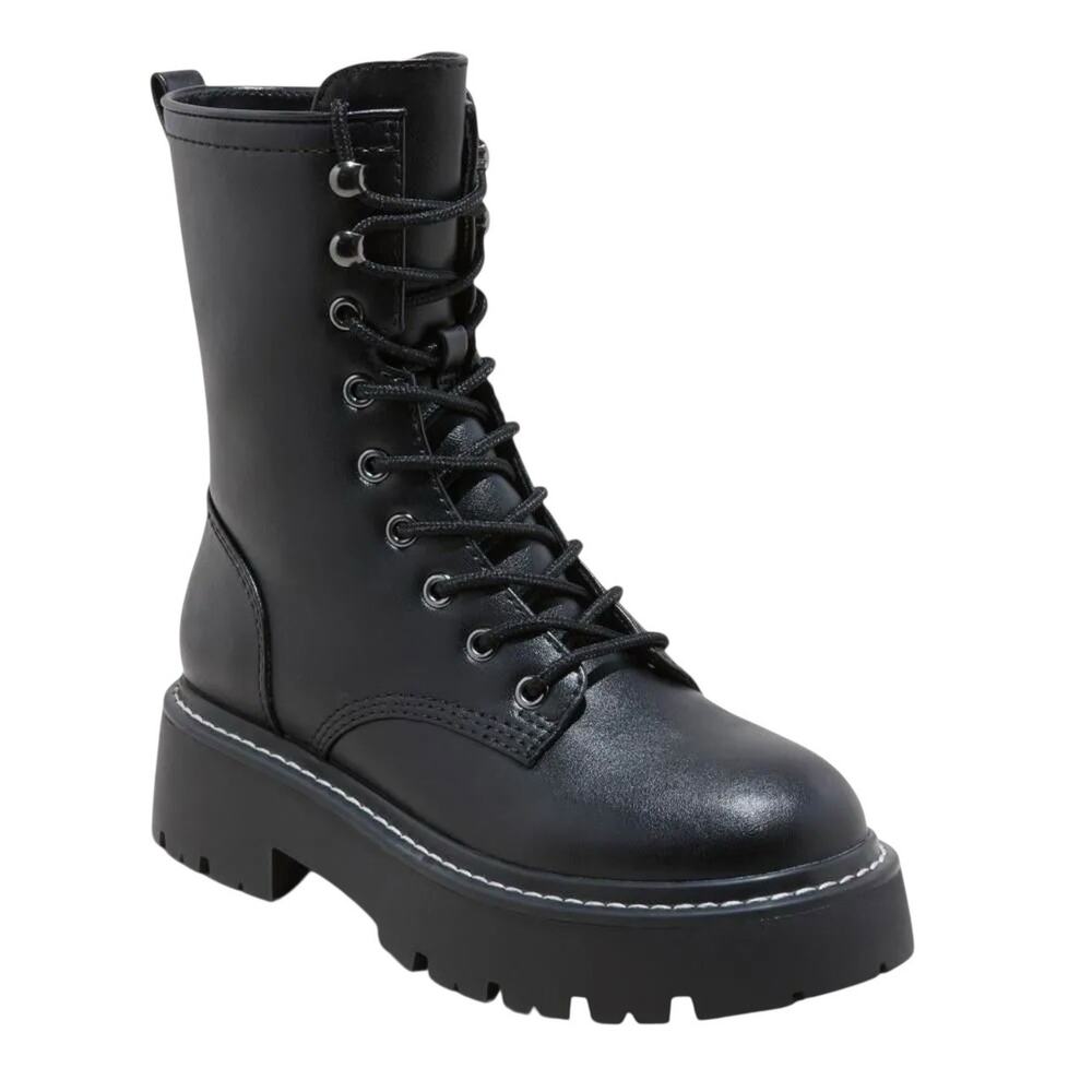 Wild Fable Womens Logan Lug Combat Boots with Memory Foam Insole Black NWT